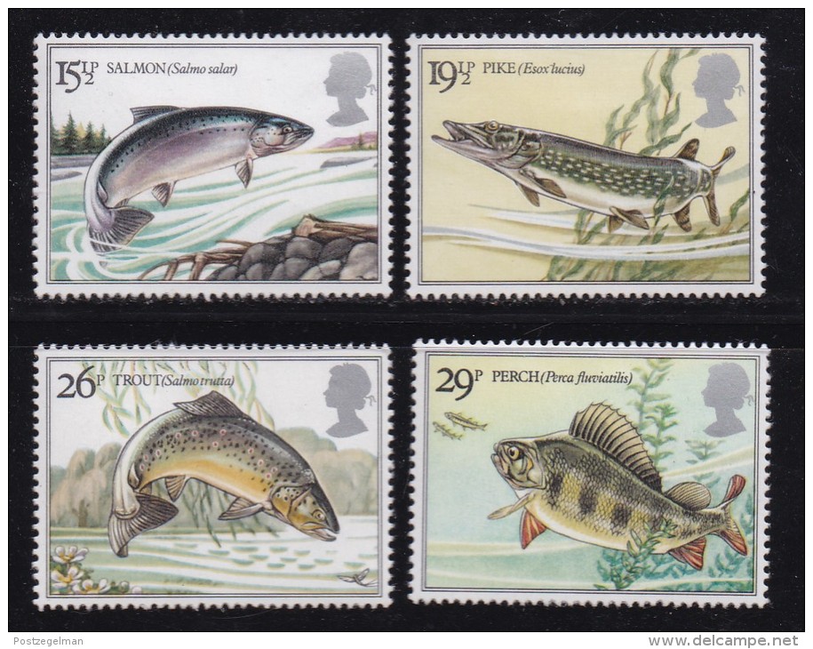 UK, 1983, Mint  Hinged Stamps, British River Fishes, 938-941, #14490 - Ungebraucht