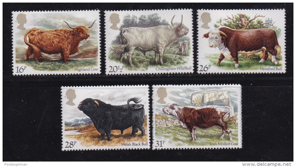 UK, 1984, Mint  Hinged Stamps, British Cattle, 979-983, #14498 - Unused Stamps