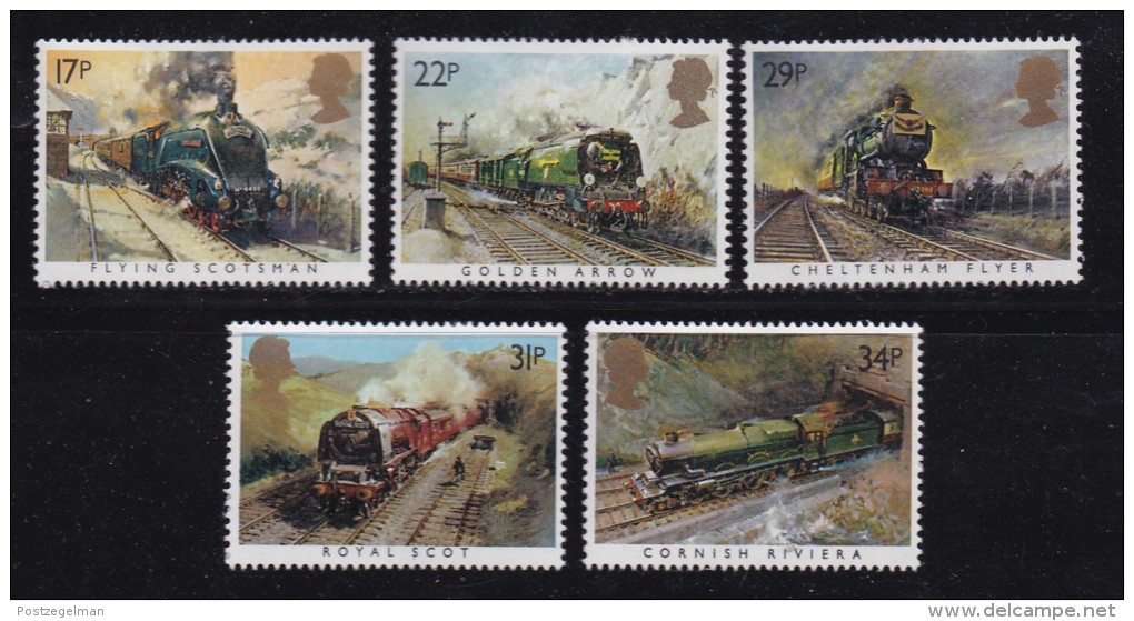 UK, 1985, Mint  Hinged Stamps, Famous Trains, 1017-1021, #14506 - Unused Stamps