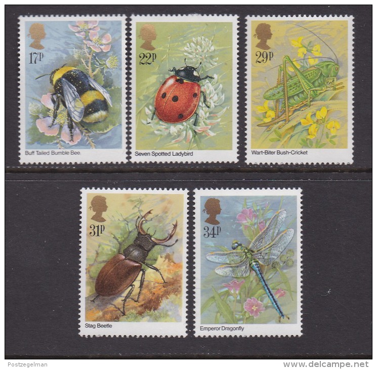 UK, 1985, Mint  Hinged Stamps, Insects, 1022-1026, #14507 - Unused Stamps