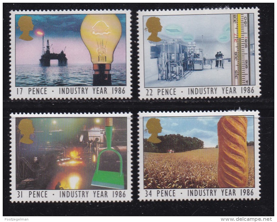 UK, 1986, Mint  Hinged Stamps, Industry Year, 1056-1059, #14514 - Unused Stamps