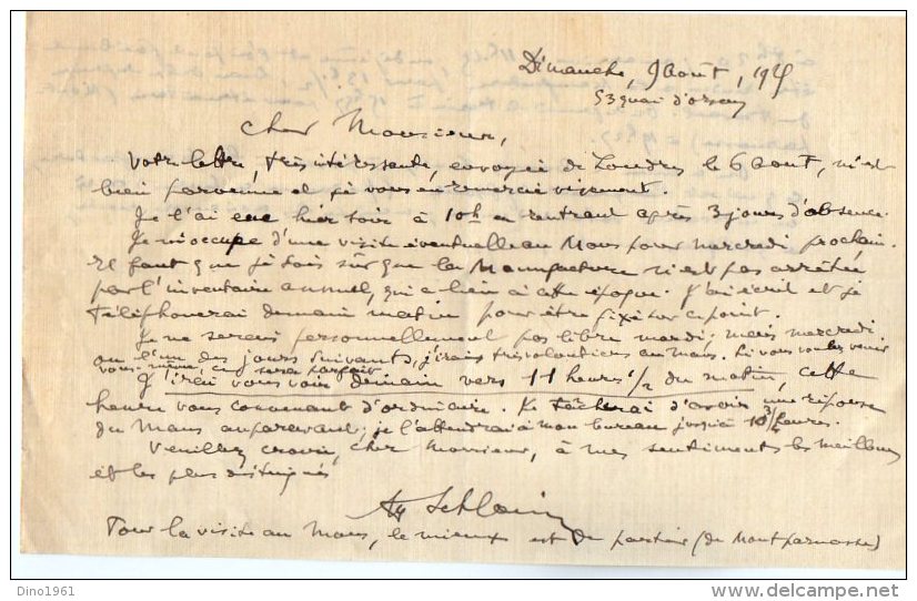 VP3544 - Tabac - Lettre De J.& O.G. PIERSON à PARIS Pour Mr Th. SCHLOESING Directeur Des Manufactures De L´Etat - Documenten