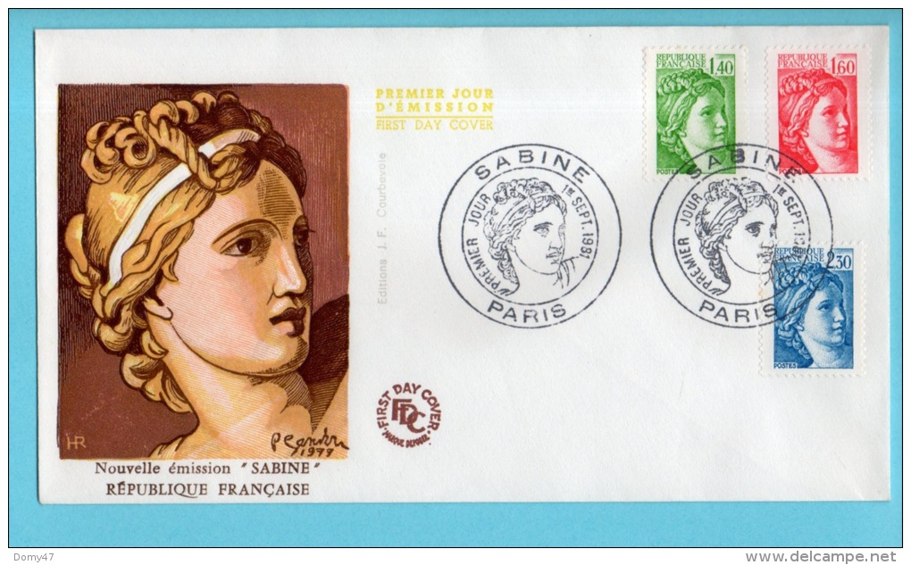 FDC . NOUVELLE ÉMISSION " SABINE " . PARIS . PREMIER JOUR LE 01 SEPTEMBRE 1981 - Réf. N°474T - - 1980-1989