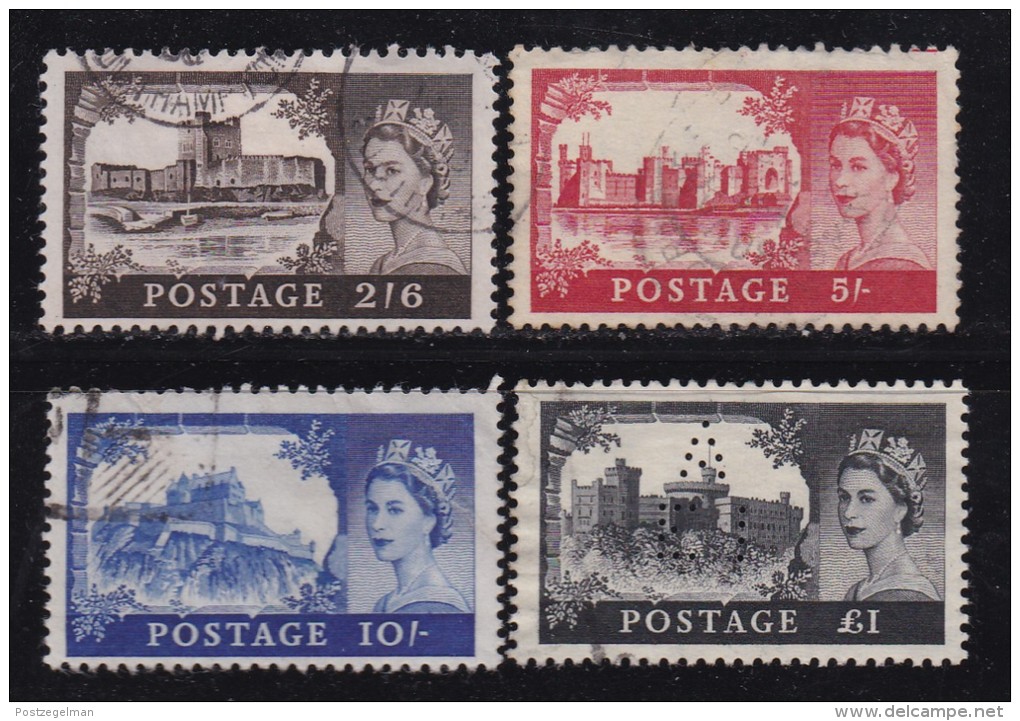 UK, 1955, Cancelled Stamps , British Castles, 278-281, #14444 - Used Stamps