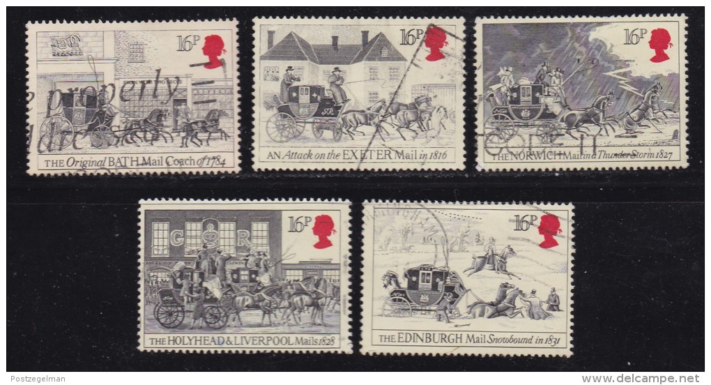 UK, 1984, Cancelled Stamp(s ), First Mailcoach Run, 997-1001, #14460 - Gebruikt