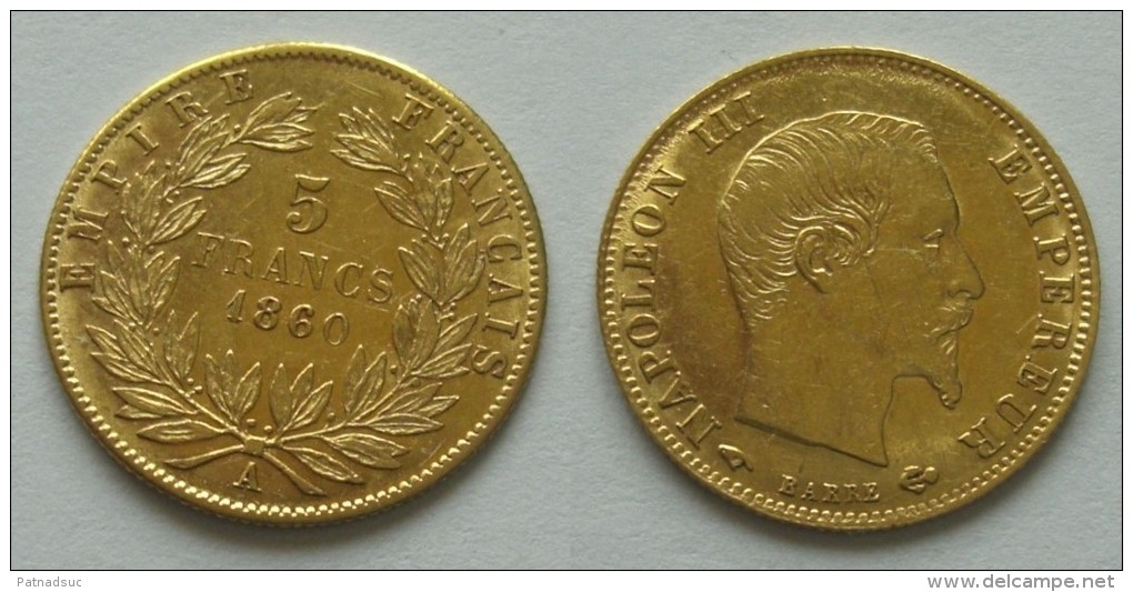 Pièce De 5 Francs OR NAPOLEON III De 1860 A MAIN - Other & Unclassified