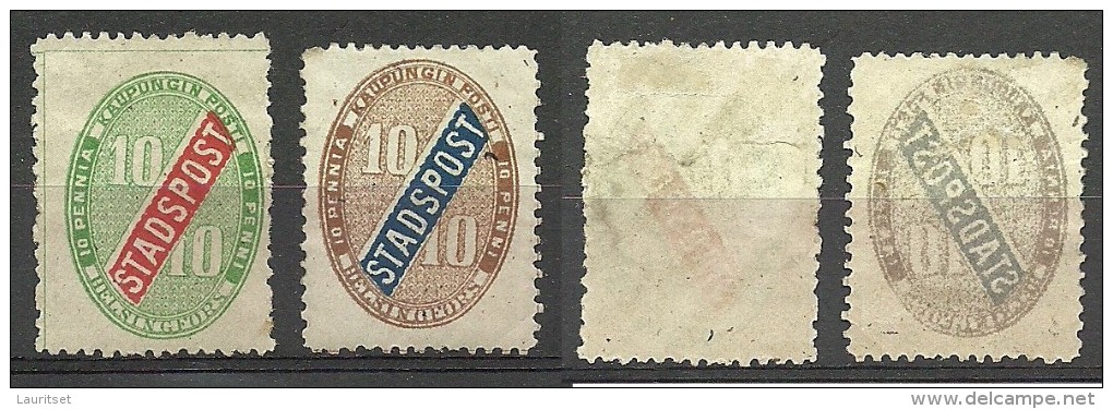 FINLAND HELSINKI 1866/68 Local Post Stadtpost + Error Set Off Abklatsch */(*) - Lokale Uitgaven