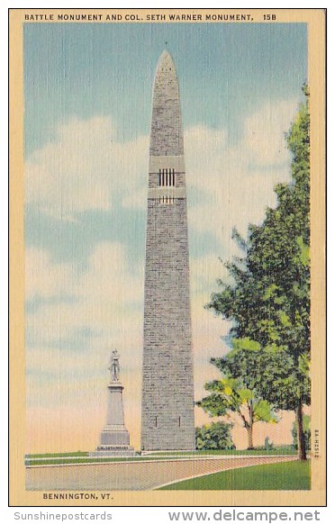 Battle Monument And Col Seth Warner Monument Beinning Vermont 1939 - Bennington