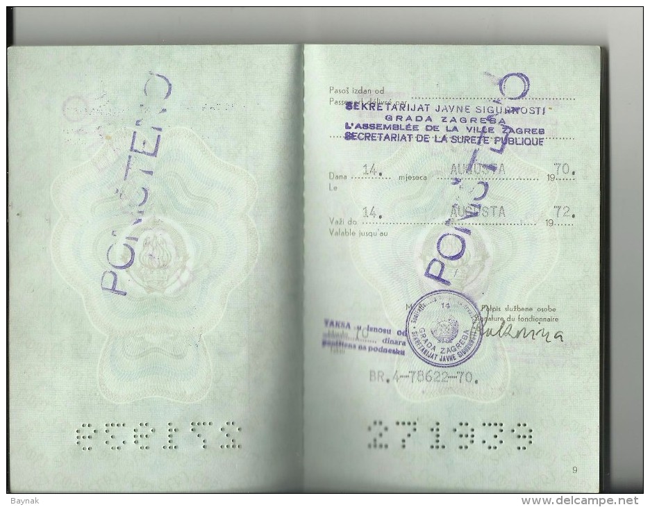 PM49  --  SFR  YUGOSLAVIA  ---    PASSPORT  --  1970  --  YOUNG MAN, 20 YEAR - Historische Dokumente