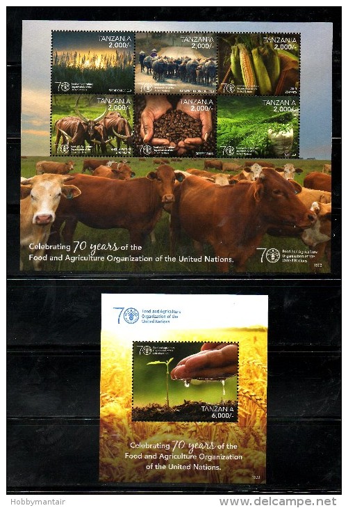 TANZANIA, 2015,  70th YEAR Of FOOD ORGANIZATION, BULLS, PLANTS, M/S+S/S, MNH** - Autres & Non Classés