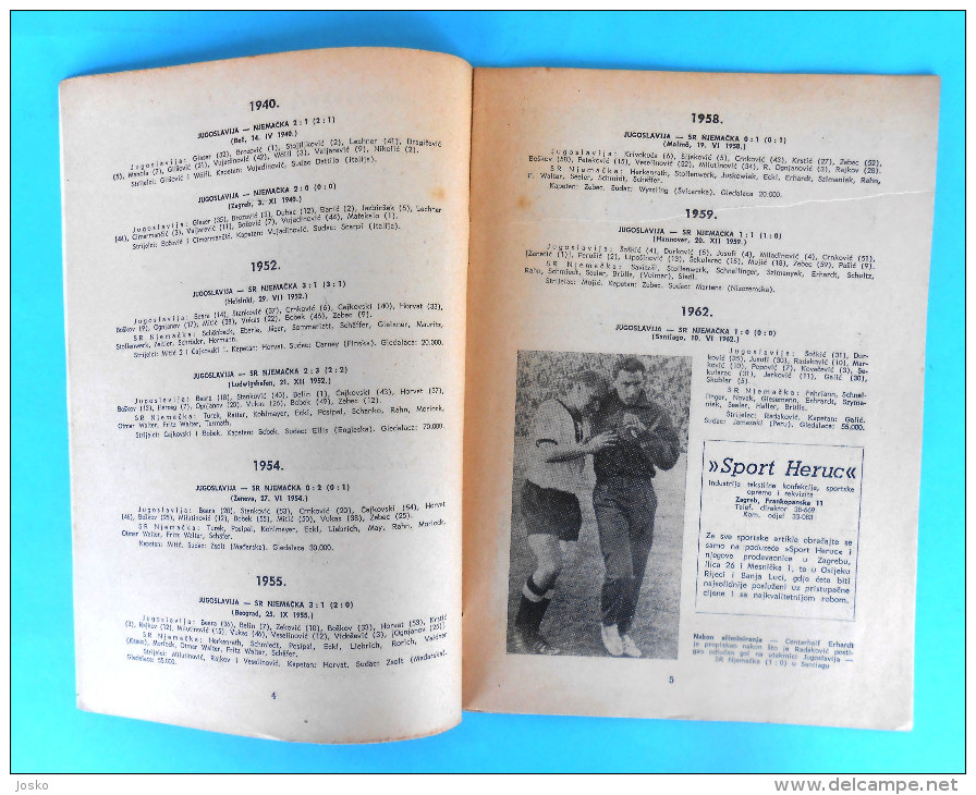 YUGOSLAVIAvs WEST GERMANY - 1962 Football Match Programme * Soccer Fussball Programm Programma Deutschland - Libri