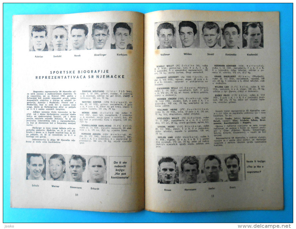 YUGOSLAVIAvs WEST GERMANY - 1962 football match programme * soccer fussball programm programma Deutschland