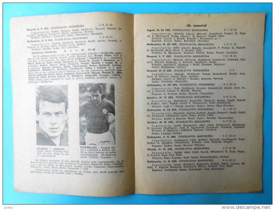 YUGOSLAVIA V HUNGARY - 1966 Football Soccer Match Official Programme Fussball Programm Programma Calcio Foot - Books