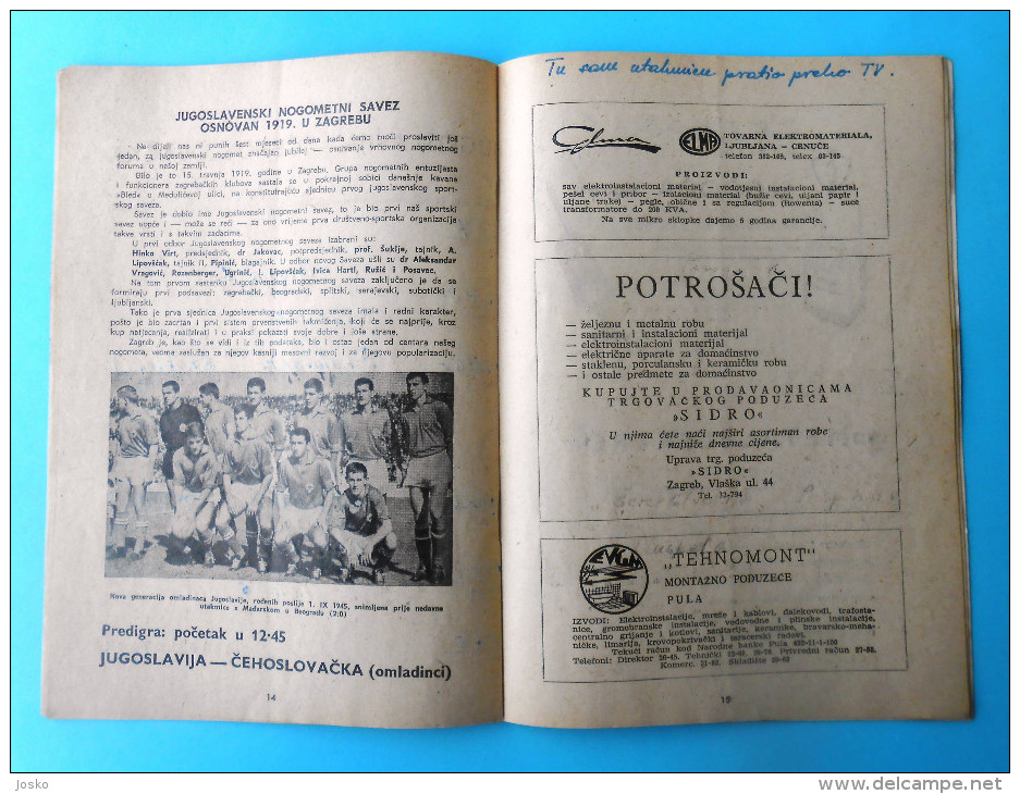 YUGOSLAVIA v CZECHOSLOVAKIA - 1963 football soccer match official programme fussball programm * Czech & Slovak Republic