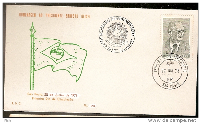 Brasil & FDC Homenagem Ao Presidente Ernesto Geisel, São Paulo 1978 (1315) - FDC