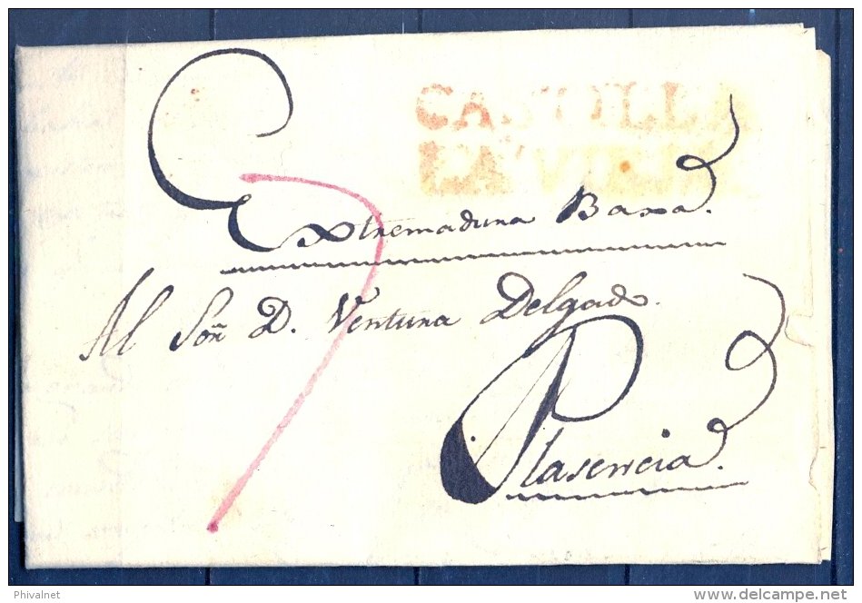 1832 , PREFILATELIA , D.P. 14 ,  SALAMANCA , CARTA CIRCULADA DE PEÑARANDA A PLASENCIA , TIZÓN Nº 1 - ...-1850 Prephilately