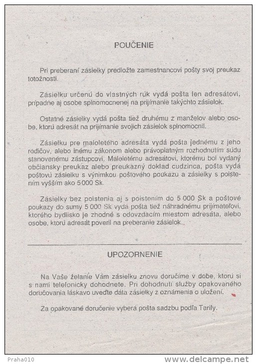 K7335 - Slovakia (2004) Postal Form: Notification Of Deposit Of The Consignment (form: 11-064 - IV/04) - Storia Postale