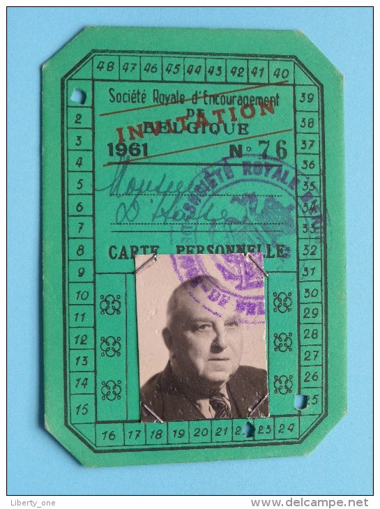 Société Royale D'Encouragement Belgique INVITATION N° 76 Carte Personelle Anno 1961 ( Zie Foto´s Voor Details ) ! - Altri & Non Classificati