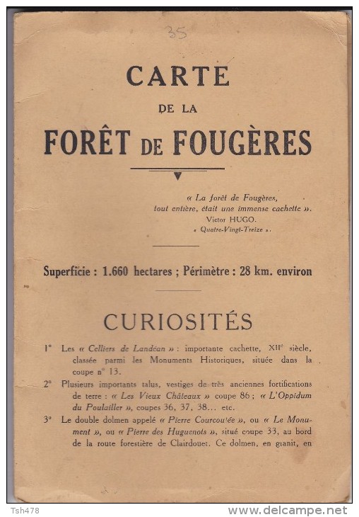 35---ille Et Vilaine----CARTE DE LA FORET DE FOUGERES--forêt Domaniale--plan Général--voir 4 Scans - Autres & Non Classés