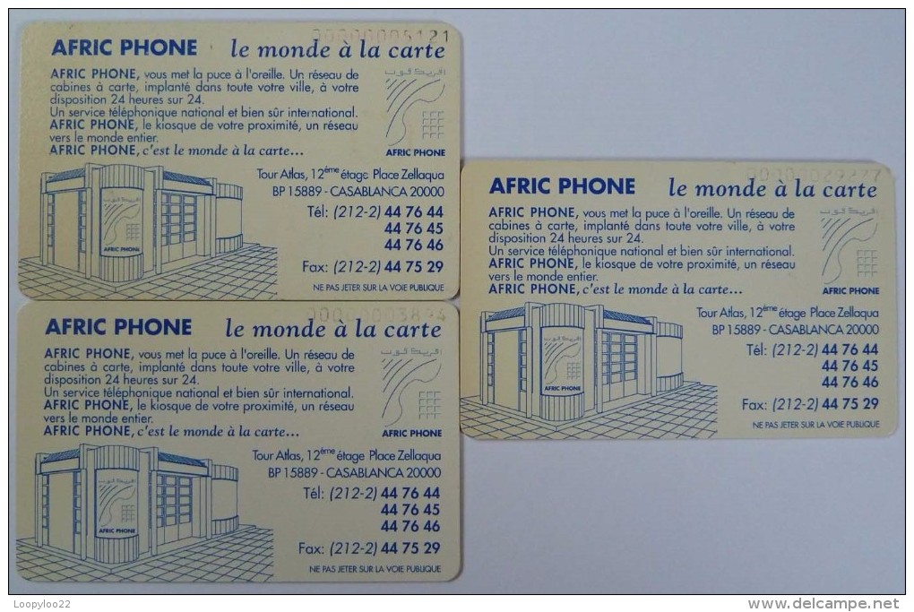 MOROCCO - Afric Phone - World Map 100, 40 & 20 Units - Used - Morocco