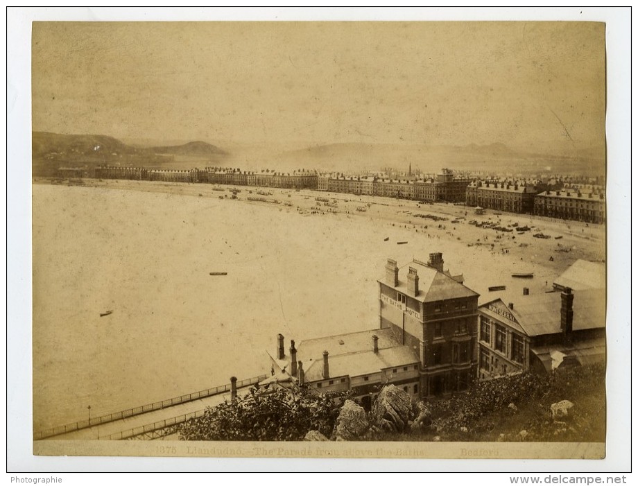 United Kingdom Pays De Galles Llandudno La Plage Panorama Ancienne Photo Bedford 1875 - Ancianas (antes De 1900)