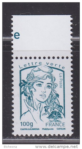 = Marianne Et La Jeunesse Gommée X 1 Lettre Verte -100g, N°4776 Avec Haut De Feuille Ciappa Et Kawena (100g) - 2013-2018 Marianne De Ciappa-Kawena