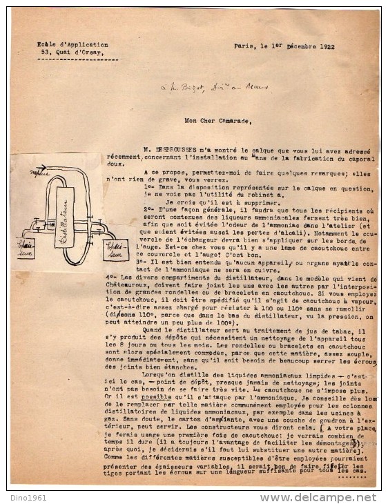 VP3554 - Tabac -  Lettre De  Mr Th. SCHLOESING Directeur Des Manufactures De L´Etat à PARIS Pour  Mr BIZOT Au MANS - Dokumente