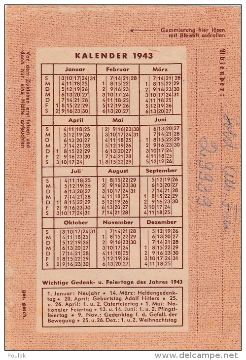 Feldpost WW2: 4. Schwadron Aufklärungs-Abteilung 175  FP 29939 P/m 29.7.1943 - Letter Inside. Calendra For 1943 On Back - Militaria