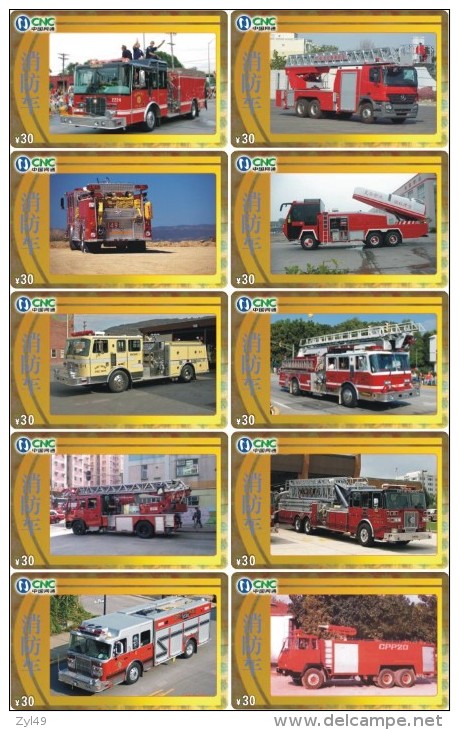 A04406 China Phone Cards Fire Engine 30pcs - Brandweer