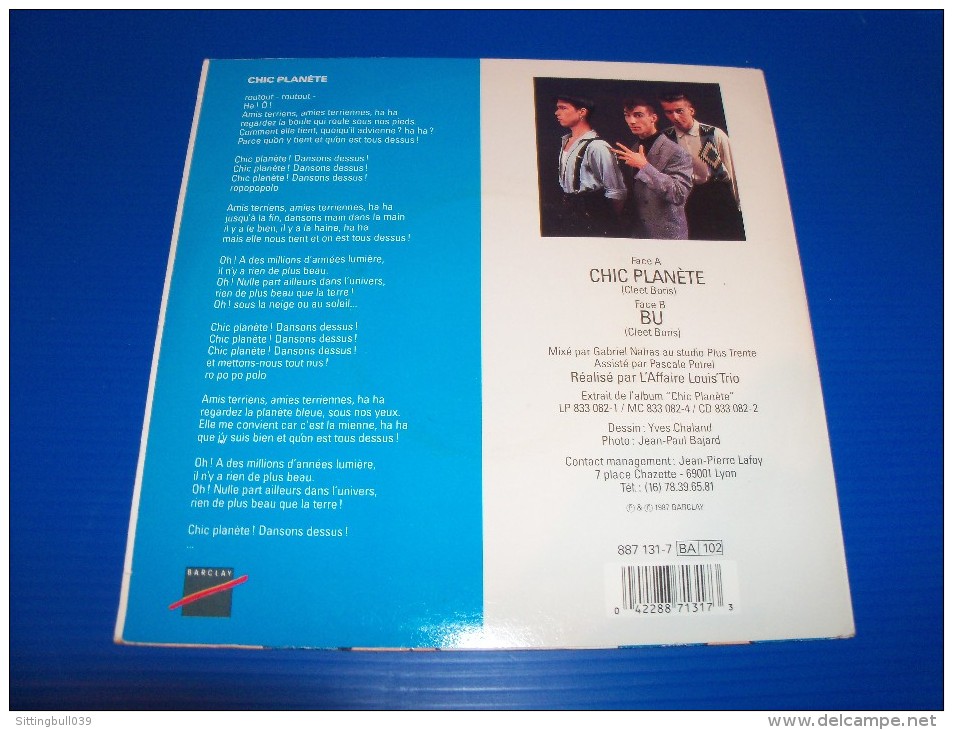 CHALAND. L'Affaire Louis Trio. Chic Planète. Pochette Disque + Disque 45 T. Dessin Inédit De L'auteur. 1987. Barclay - Dischi & CD