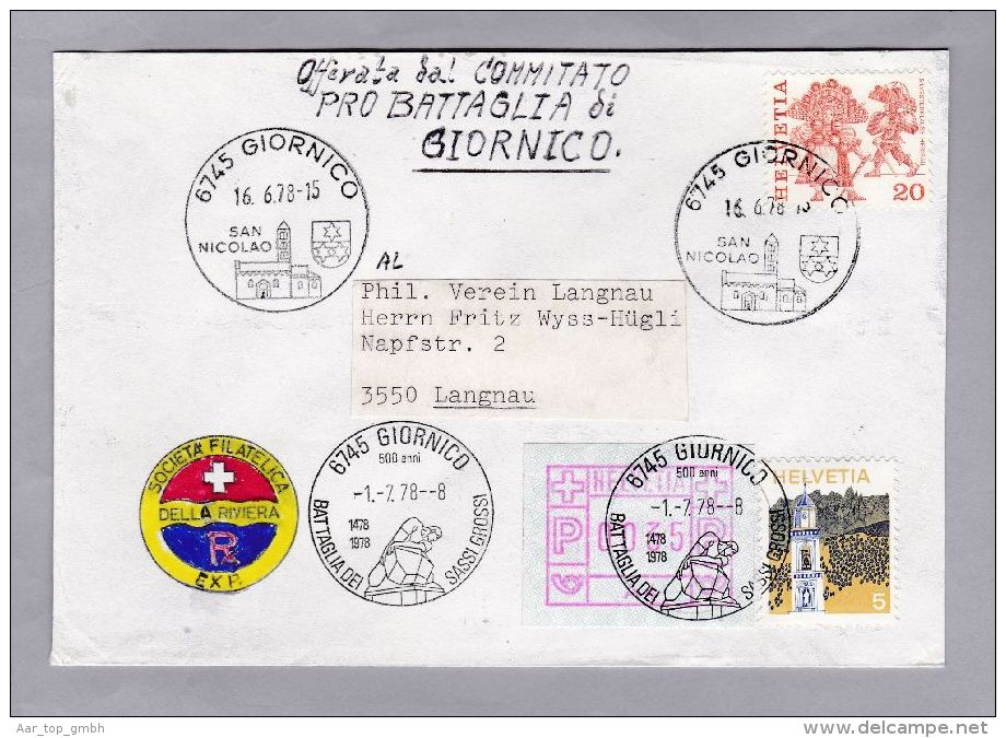Schweiz Automatenmarken Zu#1 IV "A4" Auf Brief Giornico 1978-06-16 - Automatenzegels