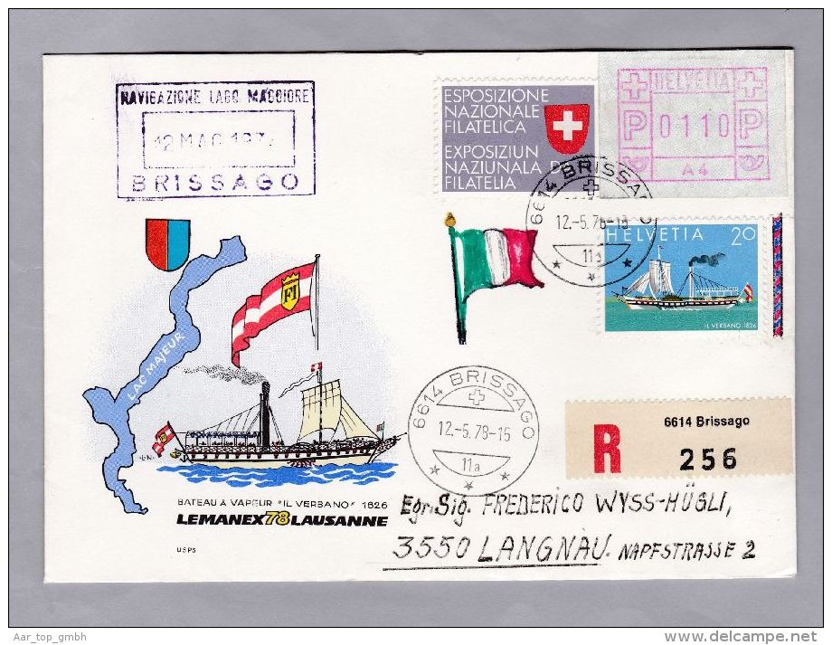 Schweiz Automatenmarken  Zu#1 IV Auf R-Brief Brissago 1978-05-12 Schiffspost - Automatenzegels