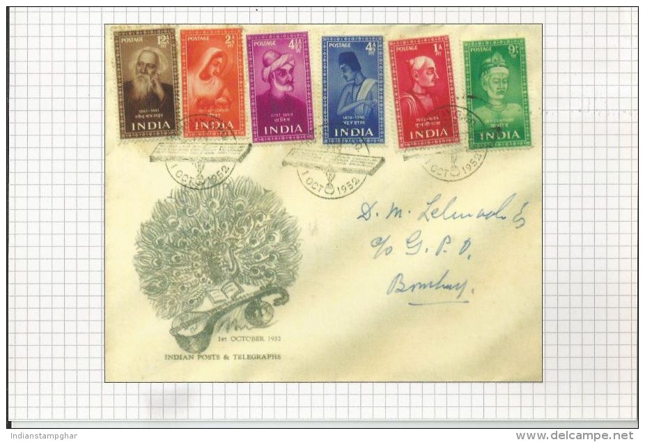 1952 FIrst Day Cover, Saints & Poets, Peacock , Officially Issued Reprinted On Post Card By India Post,2015 - Paons