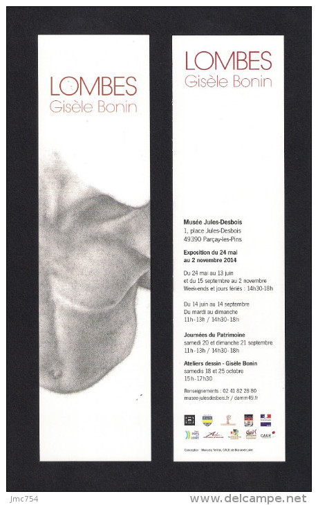 Marque Page    Bookmark.   LOMBES.   Gisèle BONIN.   Exposition De Dessins 2014 - Bookmarks