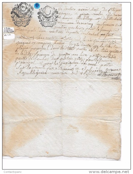 CREUSE  1794  -  2 Sols Et 6 Deniers - Cachets Généralité