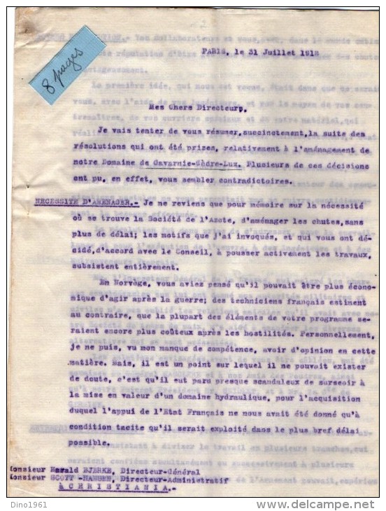 VP3560 - GAVARNIE GEDRE - CHRISTIANIA - Lot De Documents Concernant L´aménagement Des Chutes - Dokumente