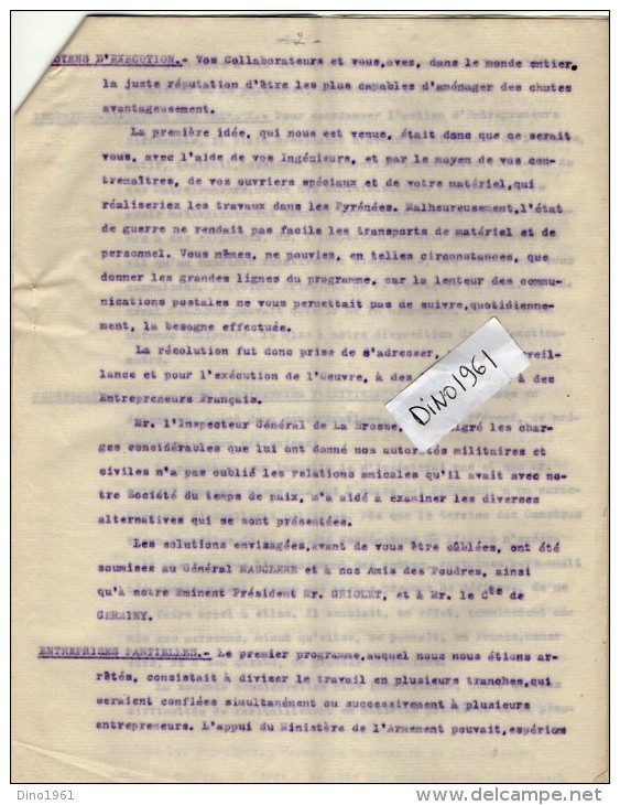 VP3560 - GAVARNIE GEDRE - CHRISTIANIA - Lot De Documents Concernant L´aménagement Des Chutes - Documentos