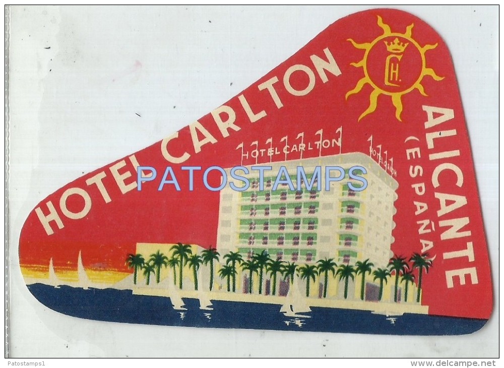 34154 SPAIN ESPAÑA ALICANTE HOTEL CARLTON LUGGAGE NO POSTAL POSTCARD - Hotel Labels