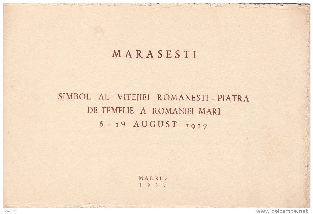 SPAIN-EXILES MARASESTI GREAT ROUMANIA 1957 BOOKLET,OVERPRINT STAMPS,ROMANIA. - Libretti