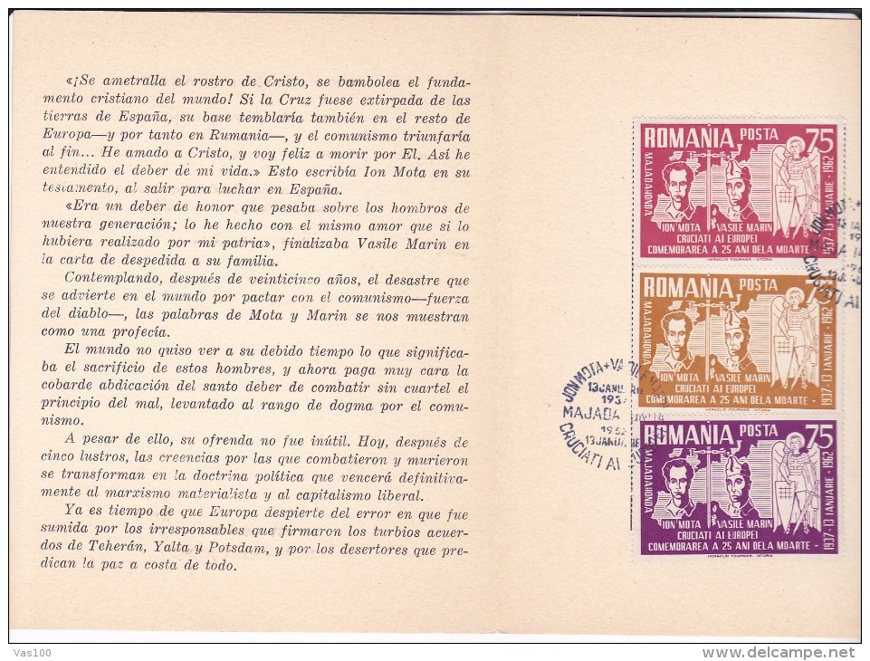 SPAIN-EXILES MION MOTA & VASILE MARIN  1962 BOOKLET,ROMANIA. - Booklets