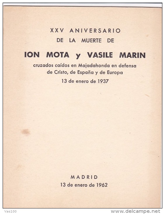SPAIN-EXILES MION MOTA & VASILE MARIN  1962 BOOKLET,ROMANIA. - Postzegelboekjes