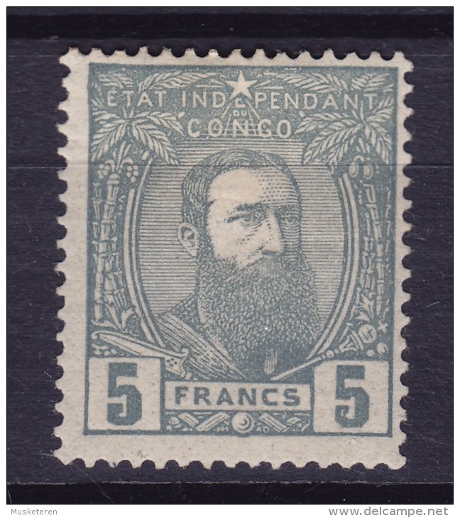 Belgian Congo 1892 Mi. 13     5 Fr. Leopold II. Grau Gris Grey ERROR Variety White Spot In Right '5' !! (3 Scans) - 1884-1894