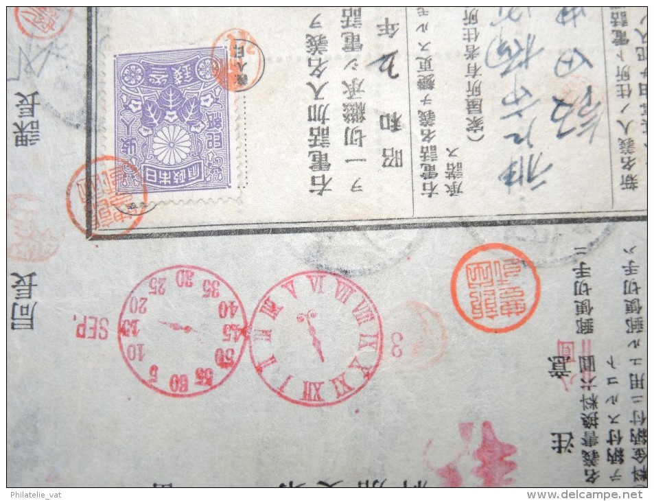 JAPON - Timbres Postaux Sur Document Fiscal - 1903 - A Voir - P17359 - Covers & Documents