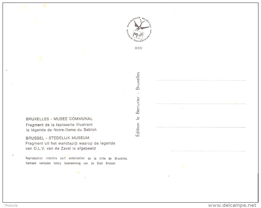 Carte Maximum De 1979 " MILLENAIRE DE BRUXELLES.Tapisserie Illustrant La Légende De Notre-Dame Du Sablon-N° COB 1936 - 1971-1980