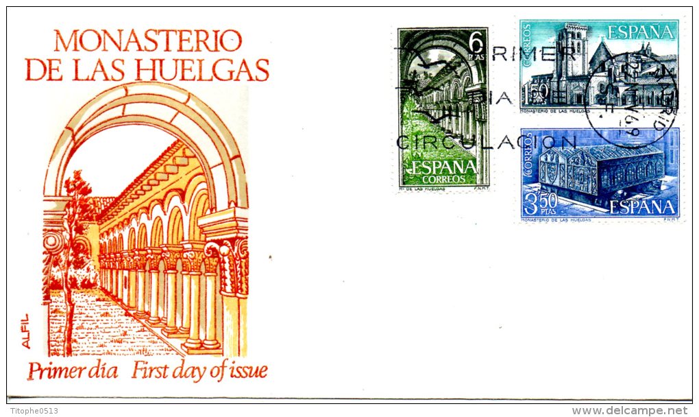 ESPAGNE. N°1603-5 De 1969 Sur Enveloppe 1er Jour. Monastère De Las Huelgas. - Abbeys & Monasteries