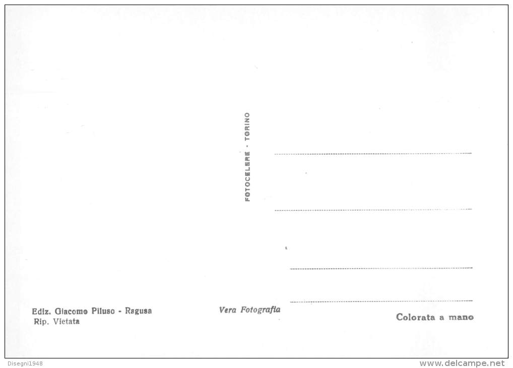 05067 "RAGUSA (RG) - VEDUTINE" COL. A MANO SU NEGAT.  CART. POST. ORIG. NON SPEDITA. - Ragusa