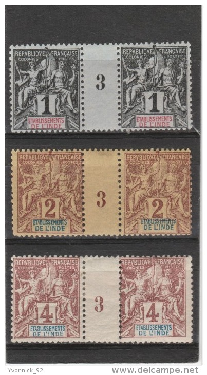 Etablis.  De L´Inde _ 3 Millésimes ( 1893  ) - Unused Stamps