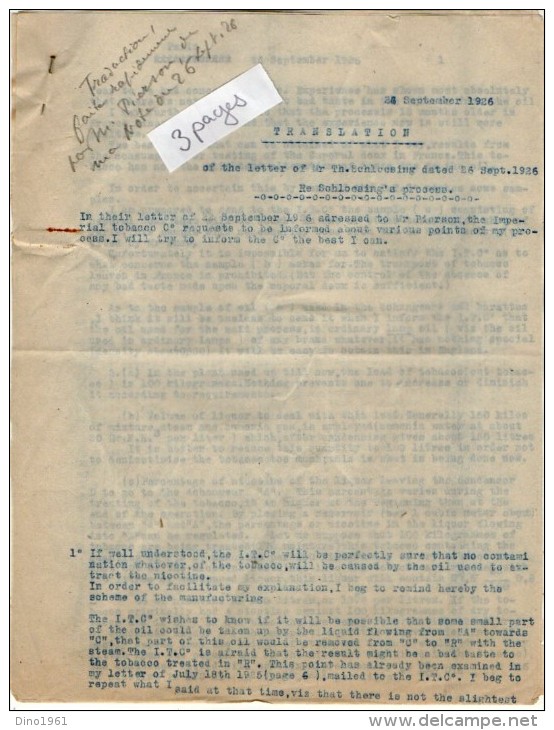 VP3563 - PARIS x LEVALLOIS PERRET - Lot  de Documents Concernant La Cie BRITISH AMERICAN TABACCO & IMPERIAL TABACCO Cie