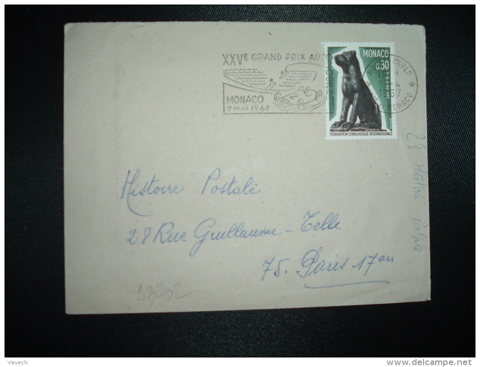 LETTRE TP ART EGYPTIEN 0,30 OBL.MEC.19-4-1967 MONTE-CARLO + GRAND PRIX AUTOMOBILE - Briefe U. Dokumente