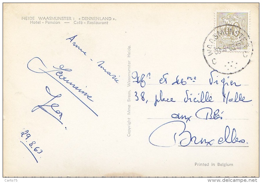 Belgique - Waasmunster - Hotel Restaurant Denneland - Cachet 1953 - Waasmunster